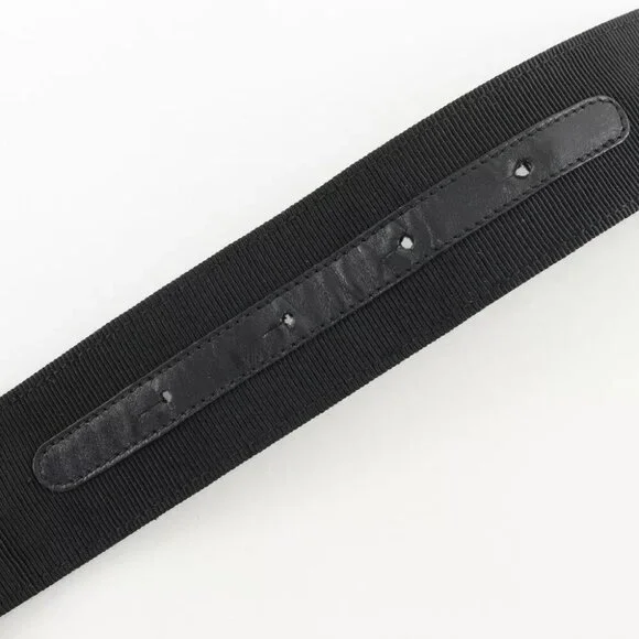 Salvatore Ferragamo Vala Ribbon belt 8046 Black / Gold Hardware canvas/Pla...